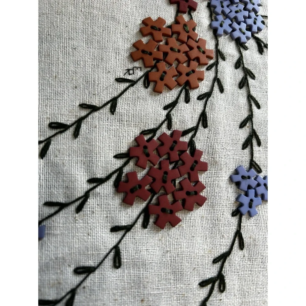 Vintage Decorative Hand Embroidered Floral Cotton Textile Tapestry 19 X‎ 15.5